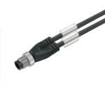 1964310500 Weidmueller Sensor-actuator adaptor cable (assembled) / Sensor-actuator adaptor cable (assembled), One end without connector, M12, 3, 5 m, Twin cabling, pin, straight, Black