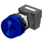 M22N-BP-TAA-AB-P Omron Indicator (Cylindrical 22-dia.), Cylindrical type (22/25 mm dia.), Plastic projected, Lighted, LED, Blue, 12 VAC/VDC, Push-In Plus Terminal Block, IP66