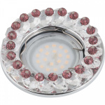Светильник декоративный встраиваемый DLS-P115 GU5.3 CHROME/CLEAR+PURPLE "Peonia" без лампы GU5.3 основание металл цвет хром отделка стекло прозр. с элементами пурпурного Fametto 10549