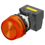 M22N-BP-TOA-OE-P Omron Indicator (Cylindrical 22-dia.), Cylindrical type (22/25 mm dia.), Plastic projected, Lighted, LED, Orange, 200 VAC, Push-In Plus Terminal Block, IP66