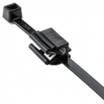 156-00468 HellermannTyton Cable Tie and Edge Clip, 8.0" Long, EC5, Panel Thickness .04"–.12", 50lb, PA66UV, Black, 100/bag