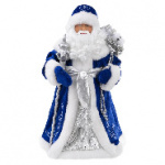 Фигурка Дед Мороз в синем костюме и ткани / 20,5x12,5x41см арт.80151