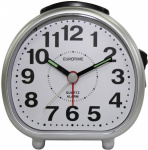 EUROTIME 22182-07 Quarz Wecker Silber Alarmzeiten