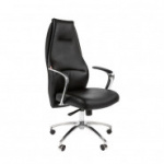 Кресло VT_EСhair- 554 SL кожа черная, хром (lux)
