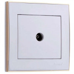Розетка TV СП Рейн оконечная бел. с боковой вст. зол. Lezard 703-0226-130
