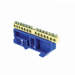 Шина нулевая N 6х9 14 отвер. латунь син. изолятор на DIN-рейку PROxima EKF sn0-63-14-d