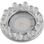 Светильник декоративный встраиваемый DLS-P118 GU5.3 CHROME/CLEAR "Peonia" без лампы цоколь GU5.3 основание металл цвет хром отделка стекло цвет прозрачный Fametto 10553