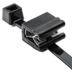 156-00589 HellermannTyton Cable Tie and Edge Clip, 50lb, 8.0" Long, EC5A, Panel Thickness .04"-.12", PA66UV, Black, 100/bag