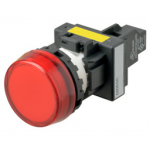 M22N-BC-TRA-RD Omron Indicator (Cylindrical 22-dia.), Cylindrical type (22/25 mm dia.), Resin flat sculpture type, Lighted, LED, Red, 100 VAC, Screw terminal (M3.5), IP66