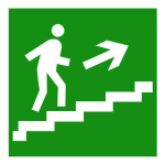 Знак безопасности BL-3015.E15 "Напр. к эвакуац. выходу по лестнице вверх (прав.)" Белый свет a14593