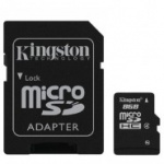 Карта памяти Kingston microSDHC 8Gb, Class 4+адаптер, SDC4/8GB