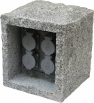 Heitronic 36071 Gartensteckdose 4fach  Granit-Grau