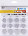 Conrad energy Knopfzellen-Set Je 2x CR1025, CR1620