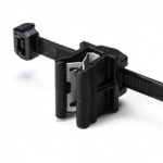 156-00871 HellermannTyton Cable Tie and Edge Clip, 50 lb, 8.0" Long, EC10, Panel Thickness .04"-.12", PA66HS, Black, 500/bag