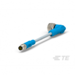T4052128004-001 TE Connectivity M8 to M12 Cable Assembly Double-Ended Straight Male To Right Angle Female / 500 mm PUR Cable, 4 wire / Unshielded