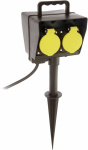 as - Schwabe 60680 Gartensteckdose 2fach  Schwarz,