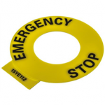 800F-15YSE112 Allen-Bradley Legend Plate / English: EMERGENCY STOP / Yellow with Black Text