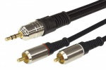 Шнур 3.5 Stereo Plug - 2RCA Plug 10м (GOLD) металл (PL-3531) Rexant 17-4227