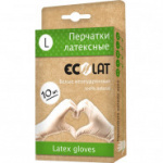 Перчатки одноразовые EcoLat латекс белые неопудренные р-р L 10 шт./уп.