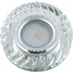Светильник декоративный встраиваемый DLS-L123 GU5.3 GLASSY/CLEAR "Luciole" без лампы GU5.3 доп. светодиод. подсветка 3Вт основание стекло зеркал. отделка кристалл прозр. Fametto UL-00000372