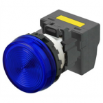 M22N-BN-TAA-AD-P Omron Indicator (Cylindrical 22-dia.), Cylindrical type (22/25 mm dia.), Plastic flat, Lighted, LED, Blue, 100 VAC, Push-In Plus Terminal Block, IP66