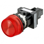 M22N-BP-TRA-RA Omron Indicator (Cylindrical 22-dia.), Cylindrical type (22/25 mm dia.), Plastic projected, Lighted, LED, Red, 6 VAC/VDC, Screw terminal (M3.5), IP66