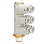 KQ2ZT12-04AP SMC KQ2ZT, One-touch Fitting White Color - Triple Branch Universal Male Elbow