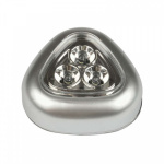 Светильник-ночник DTL-358 Светлячок/Silver/3LED/3АА пушлайт питание от 3-х батареек ААА (в комплект не входят) серебр. Uniel UL-00001989