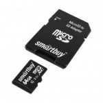Карта памяти SmartBuy microSDXC 64GB Class 10 UHS-I +ад.(SB64GBSDCL10-01)