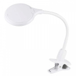 Лупа настольная 3D с подсветкой 30LED прищепка бел. (блист.) Rexant 31-0246