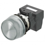 M22N-BP-TWA-YC-P Omron Indicator (Cylindrical 22-dia.), Cylindrical type (22/25 mm dia.), Plastic projected, Lighted, LED, White, 24 VAC/VDC, Push-In Plus Terminal Block, IP66