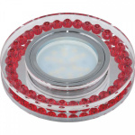 Светильник декоративный встраиваемый DLS-P104 GU5.3 CHROME/RED "Peonia" без лампы цоколь GU5.3 основание металл цвет хром отделка стекло цвет прозрачный с элементами красного Fametto 09989