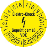 Pruefplakette Elektro-Check - Geprueft gemaess VDE 201