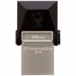 Флеш-память Kingston microDuo, 16Gb, USB 3.0, microUSB, черный,DTDUO3/16GB