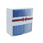 Набор махровых полотенец Лозанна 70х130 1шт, 50х80 1шт, в короб синее/серое