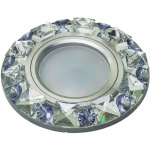 Светильник декоративный встраиваемый DLS-P123 GU5.3 CHROME/CLEAR+PURPLE "Peonia". без лампыGU5.3. основание металл. цвет хром. отделка кристалл. цвет прозрачный с элементами фиолет. Fametto 10644