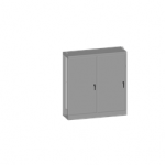 SCE-MOD72X7818 Saginaw 2DR MOD Enclosure / ANSI-61 gray powder coating inside and out. Sub-panels are powder coated white.