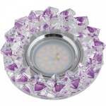 Светильник декоративный встраиваемый DLS-P117 GU5.3 CHROME/PURPLE "Peonia" без лампы GU5.3 основание металл цвет хром. отделка кристалл фиолет. Fametto 10552