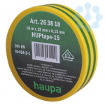 Изолента ПВХ 15мм (рул.20м) d74мм желто-зел. HAUPA 263840