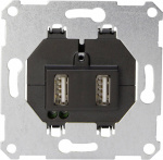 Kopp 2fach Einsatz USB-Steckdose  Aluminium 296101