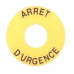 800F-15YF112 Allen-Bradley Legend Plate / French: ARRET D'URGENCE / Yellow with Black Text