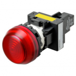 M22N-BG-TRA-RE Omron Indicator (Cylindrical 22-dia.), Cylindrical type (22/25 mm dia.), Plastic semi-spherical, Lighted, LED, Red, 200 VAC, Screw terminal (M3.5), IP66