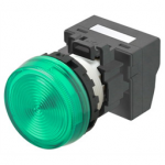 M22N-BN-TGA-GB-P Omron Indicator (Cylindrical 22-dia.), Cylindrical type (22/25 mm dia.), Plastic flat, Lighted, LED, Green, 12 VAC/VDC, Push-In Plus Terminal Block, IP66