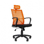 Кресло RC_EСhair-665 сетка/ткань оранжевый, пластик