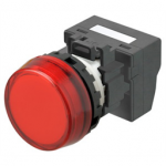M22N-BC-TRA-RA-P Omron Indicator (Cylindrical 22-dia.), Cylindrical type (22/25 mm dia.), Resin flat sculpture type, Lighted, LED, Red, 6 VAC/VDC, Push-In Plus Terminal Block, IP66