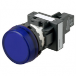 M22N-BC-TAA-AC Omron Indicator (Cylindrical 22-dia.), Cylindrical type (22/25 mm dia.), Resin flat sculpture type, Lighted, LED, Blue, 24 VAC/VDC, Screw terminal (M3.5), IP66