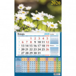 Календарь настенный моноблочный 2020 Летний день с табельн.сеткой,310х500,